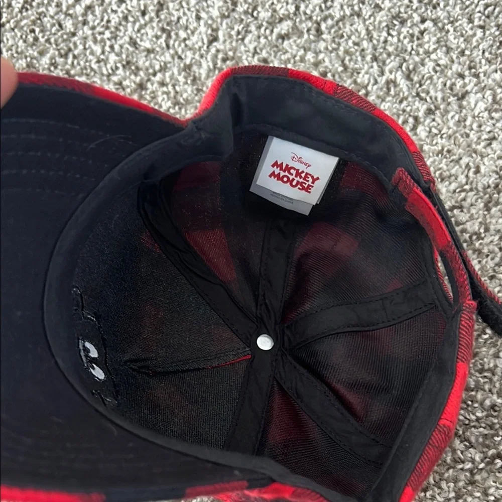 Toddler One Size Disney Red and Black Checkered Mickey Mouse Hat - Picture 3 of 3